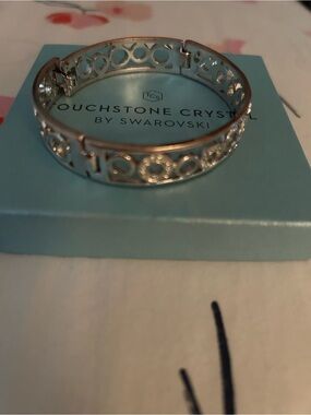 Swarovski Silver Openwork Circle Crystal Bangle
